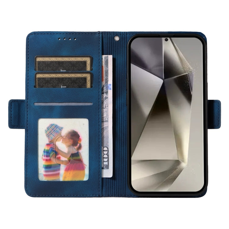 For Samsung Galaxy S25 Ultra 5G Embossed Rhombus Starry Leather Phone Case(Blue)