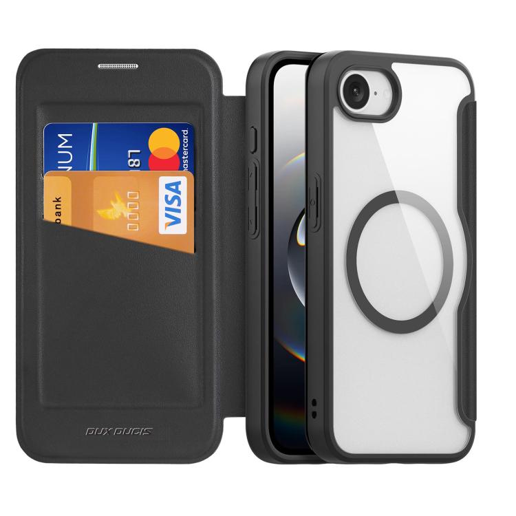 For iPhone 16e DUX DUCIS Skin X Pro Series MagSafe Ring Holder Leather Phone Case(Black)