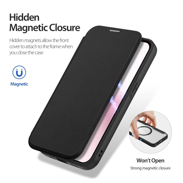 For iPhone 16e DUX DUCIS Skin X Pro Series MagSafe Ring Holder Leather Phone Case(Black)
