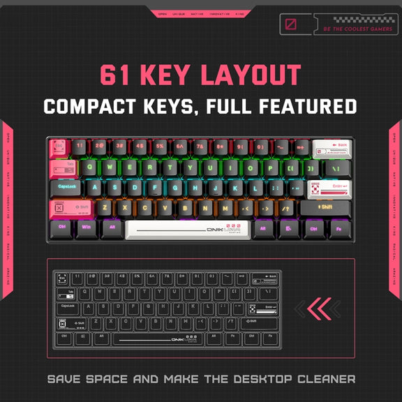 ONIKUMA G55 61 Keys RGB Colorful Lighting Wired Gaming Mechanical Keyboard(Black)