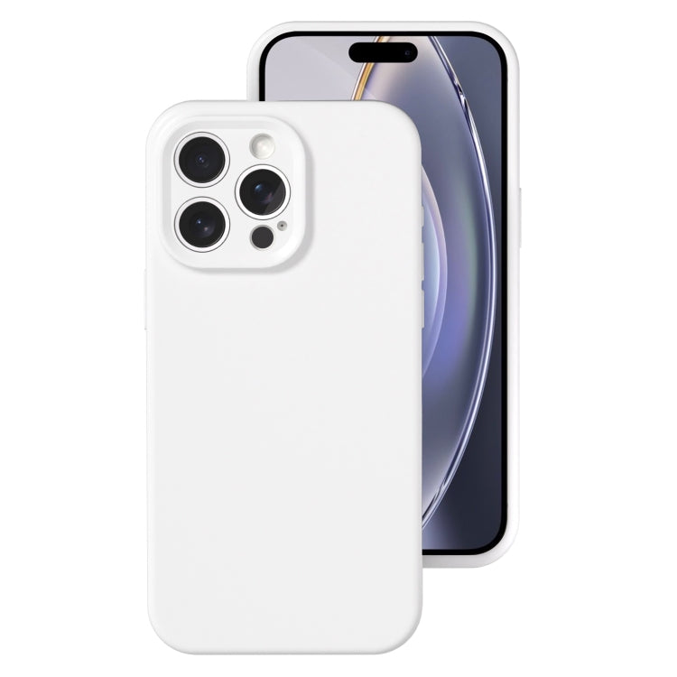 For iPhone 16 Pro Max Precise Hole Liquid Silicone Jelly Color Full Coverage Phone Case(White)