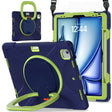 For iPad Air 13 2024 / Air 13 2025 Silicone Hybrid PC Tablet Case with Holder & Shoulder Strap(Navy Blue Lime) - iPad Air 13 2025 / 2024 Cases by PMC Jewellery | Online Shopping South Africa | PMC Jewellery | Buy Now Pay Later Mobicred