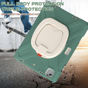 For iPad Air 13 2024 Silicone Hybrid PC Tablet Case with Holder & Shoulder Strap(Emerald Green)