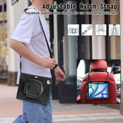 For iPad Air 13 2024 Silicone Hybrid PC Tablet Case with Holder & Shoulder Strap(Black)
