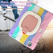 For iPad Air 13 2024 Silicone Hybrid PC Tablet Case with Holder & Shoulder Strap(Colorful Pink)