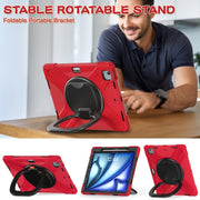 For iPad Air 13 2024 Silicone Hybrid PC Tablet Case with Holder & Shoulder Strap(Red)