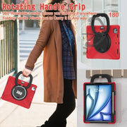 For iPad Air 13 2024 Silicone Hybrid PC Tablet Case with Holder & Shoulder Strap(Red)
