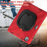 For iPad Air 13 2024 Silicone Hybrid PC Tablet Case with Holder & Shoulder Strap(Red)