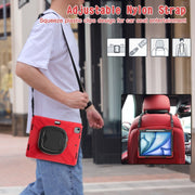 For iPad Air 13 2024 Silicone Hybrid PC Tablet Case with Holder & Shoulder Strap(Red)