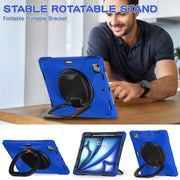 For iPad Air 13 2024 / Air 13 2025 Silicone Hybrid PC Tablet Case with Holder & Shoulder Strap(Blue)