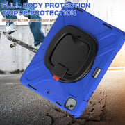 For iPad Air 13 2024 / Air 13 2025 Silicone Hybrid PC Tablet Case with Holder & Shoulder Strap(Blue)