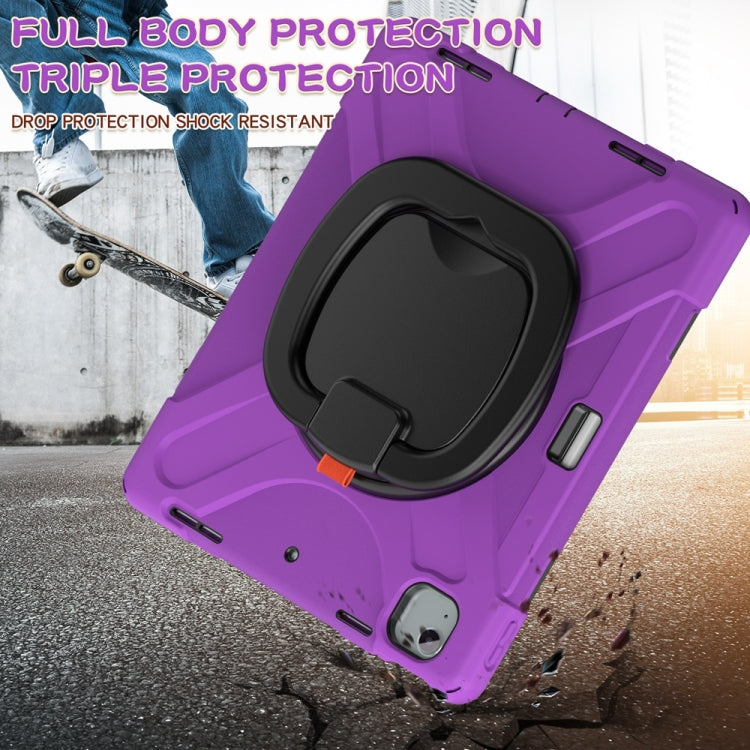 For iPad Air 13 2024 / Air 13 2025 Silicone Hybrid PC Tablet Case with Holder & Shoulder Strap(Purple)