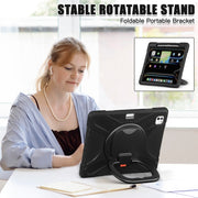 For iPad Pro 13 2024 Silicone Hybrid PC Tablet Case with Holder & Shoulder Strap(Black)