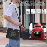 For iPad Pro 13 2024 Silicone Hybrid PC Tablet Case with Holder & Shoulder Strap(Black)