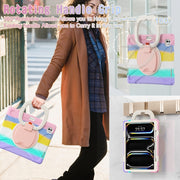 For iPad Pro 13 2024 Silicone Hybrid PC Tablet Case with Holder & Shoulder Strap(Colorful Pink)