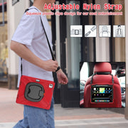 For iPad Pro 13 2024 Silicone Hybrid PC Tablet Case with Holder & Shoulder Strap(Red)