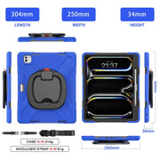 For iPad Pro 13 2024 Silicone Hybrid PC Tablet Case with Holder & Shoulder Strap(Blue)