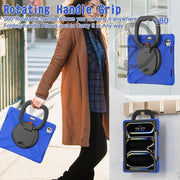 For iPad Pro 13 2024 Silicone Hybrid PC Tablet Case with Holder & Shoulder Strap(Blue)