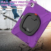 For iPad Pro 13 2024 Silicone Hybrid PC Tablet Case with Holder & Shoulder Strap(Purple)