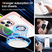 For iPhone 16 Pro Max Magnetic Rotating Ring Holder Phone Case(Pink)