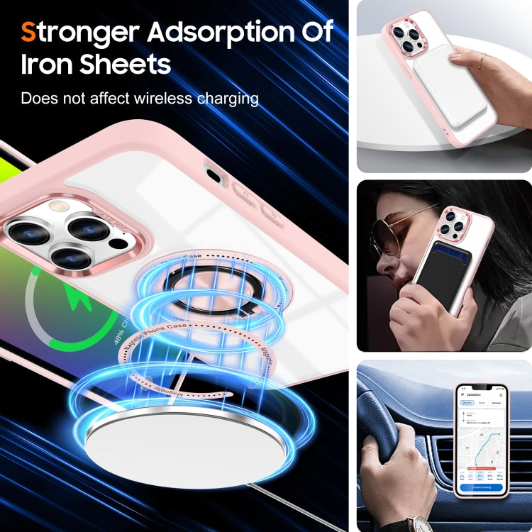 For iPhone 16 Pro Max Magnetic Rotating Ring Holder Phone Case(Pink)