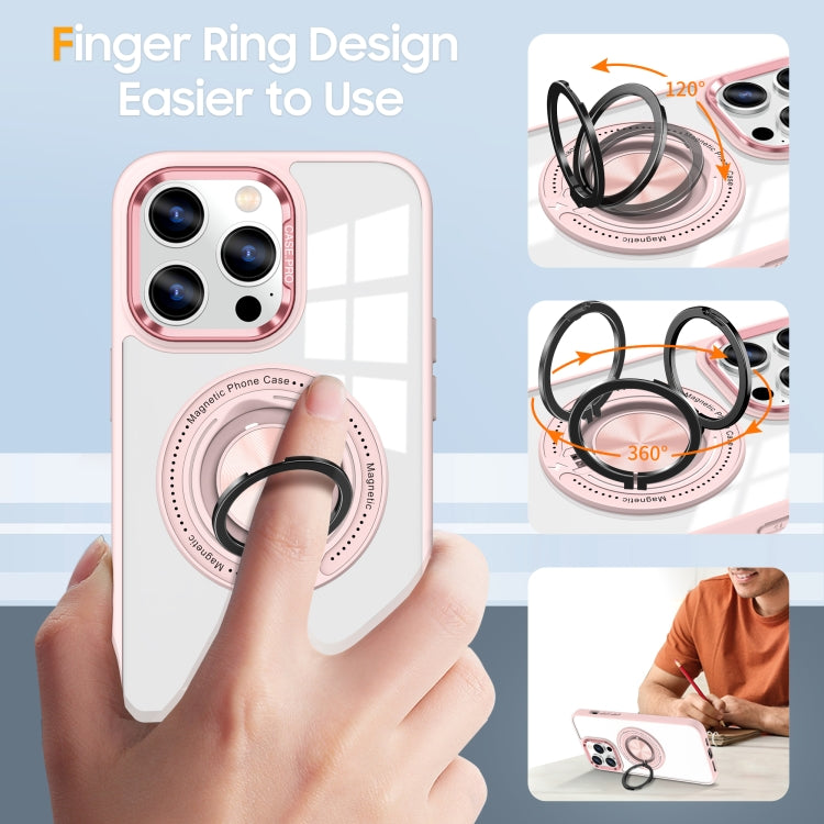 For iPhone 16 Pro Max Magnetic Rotating Ring Holder Phone Case(Pink)