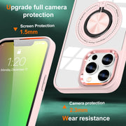 For iPhone 16 Pro Magnetic Rotating Ring Holder Phone Case(Pink)