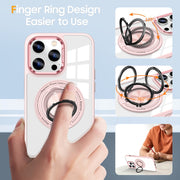 For iPhone 16 Pro Magnetic Rotating Ring Holder Phone Case(Pink)