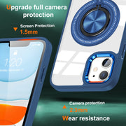 For iPhone 16 Plus Magnetic Rotating Ring Holder Phone Case(Dark Blue)