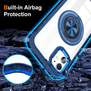 For iPhone 16 Plus Magnetic Rotating Ring Holder Phone Case(Dark Blue)