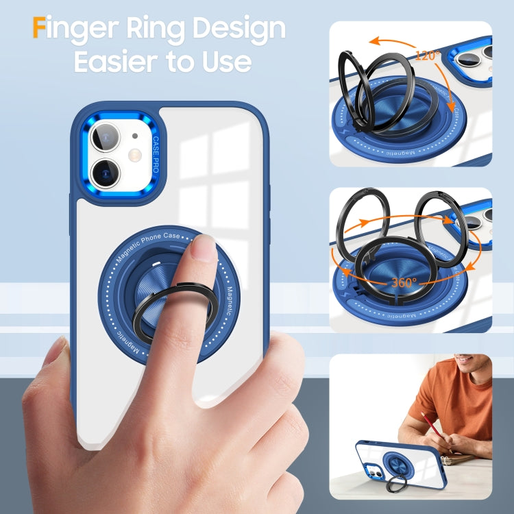 For iPhone 16 Plus Magnetic Rotating Ring Holder Phone Case(Dark Blue)