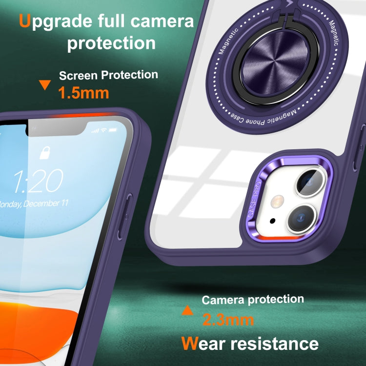 For iPhone 16 Magnetic Rotating Ring Holder Phone Case(Dark Purple)