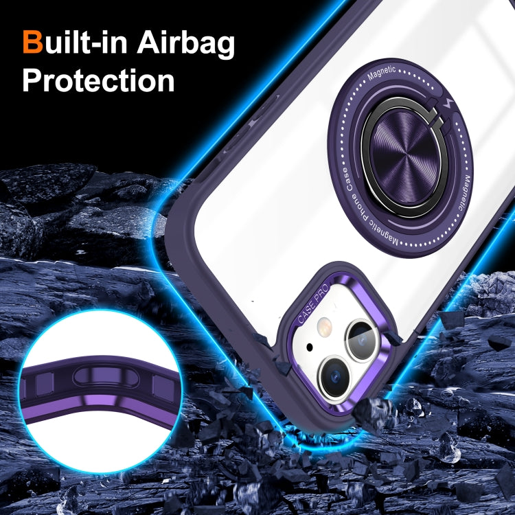 For iPhone 16 Magnetic Rotating Ring Holder Phone Case(Dark Purple)