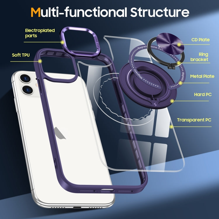 For iPhone 16 Magnetic Rotating Ring Holder Phone Case(Dark Purple)