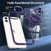 For iPhone 16 Magnetic Rotating Ring Holder Phone Case(Dark Purple)