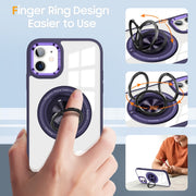 For iPhone 16 Magnetic Rotating Ring Holder Phone Case(Dark Purple)