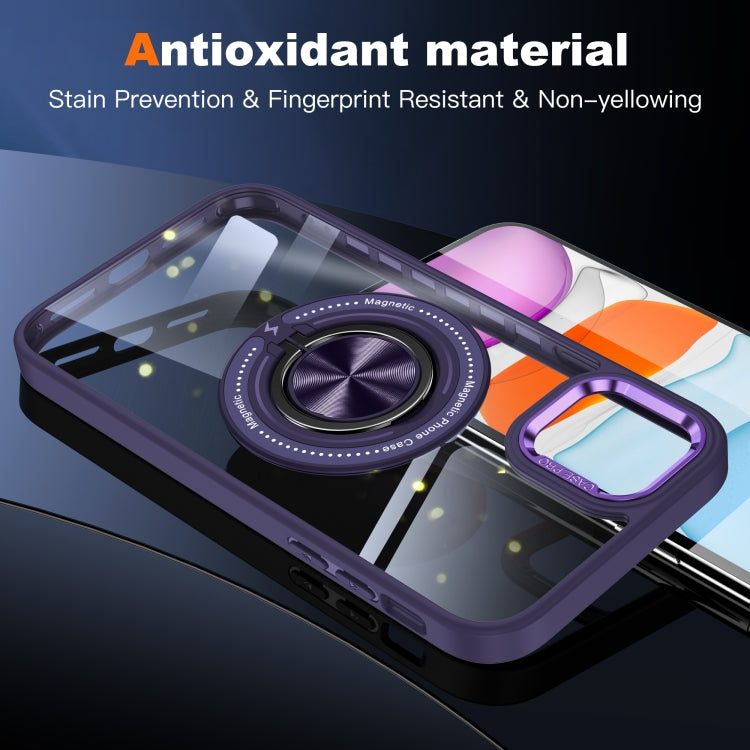 For iPhone 16 Magnetic Rotating Ring Holder Phone Case(Dark Purple)