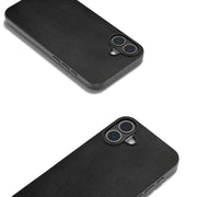 For iPhone 16 PU Leather Black Frame Full Coverage Phone Case(Black)