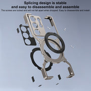 For Samsung Galaxy S24 Ultra 5G Mechanical Arm Borderless MagSafe Holder Metal Phone Case(Black Blue)