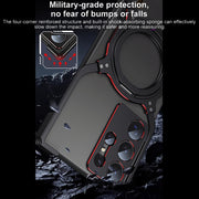 For Samsung Galaxy S24 Ultra 5G Mechanical Arm Borderless MagSafe Holder Metal Phone Case(Black Red)