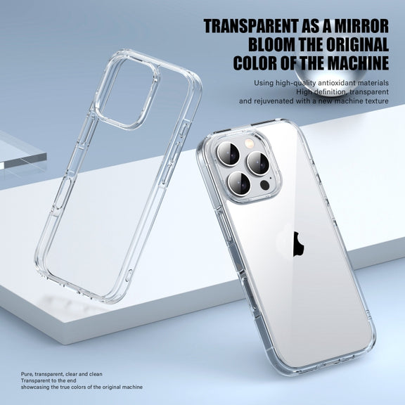 For iPhone 16 PC Hybrid TPU Full Coverage Shockproof Phone Case(Transparent)