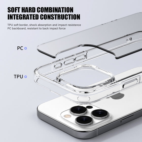 For iPhone 16 Pro PC Hybrid TPU Full Coverage Shockproof Phone Case(Transparent Blue)