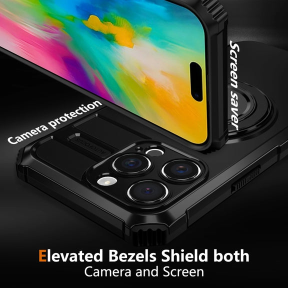 For iPhone 16 Pro Rotating Magnetic Holder Phone Case(Black)