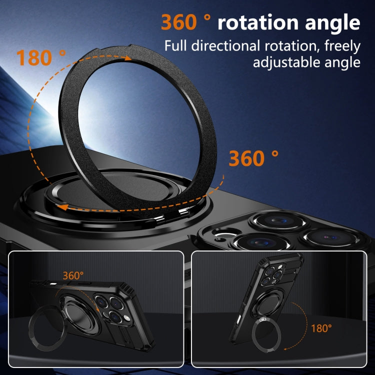 For iPhone 16 Pro Rotating Magnetic Holder Phone Case(Black)