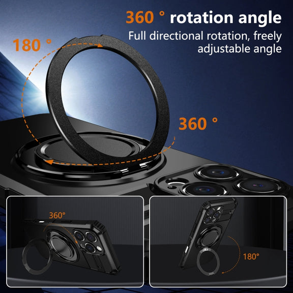 For iPhone 16 Pro Rotating Magnetic Holder Phone Case(Black)