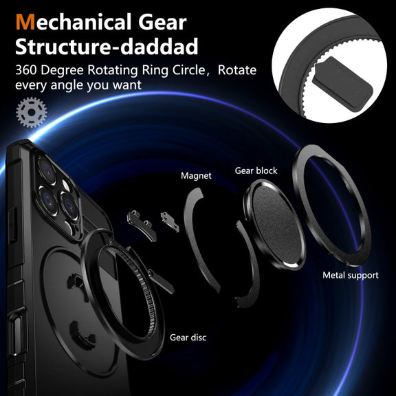 For iPhone 16 Pro Rotating Magnetic Holder Phone Case(Black)