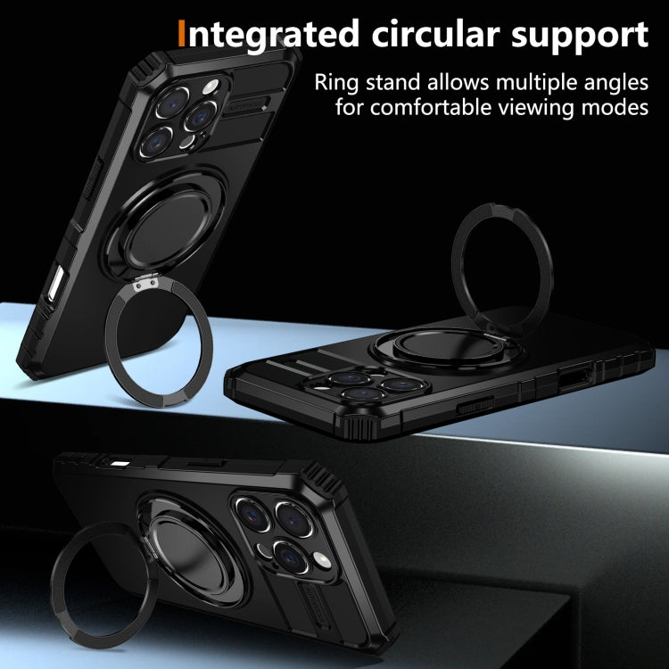 For iPhone 16 Pro Rotating Magnetic Holder Phone Case(Black)