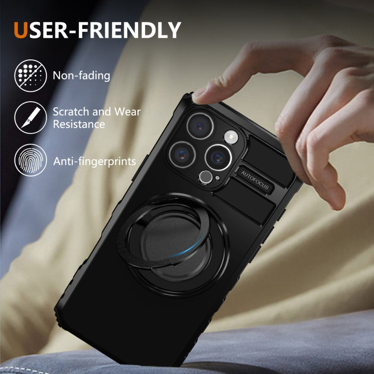 For iPhone 16 Pro Rotating Magnetic Holder Phone Case(Black)