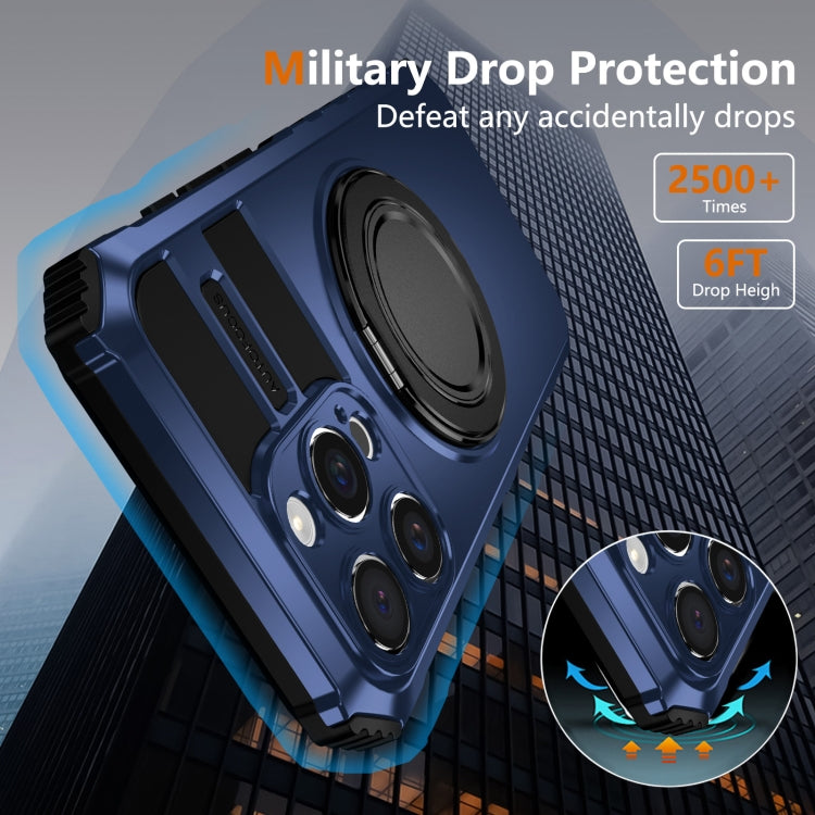 For iPhone 16 Pro Max Rotating Magnetic Holder Phone Case(Royal Blue)