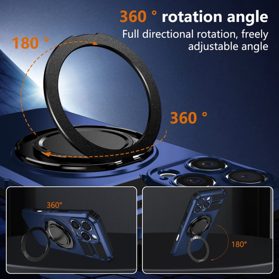 For iPhone 16 Pro Max Rotating Magnetic Holder Phone Case(Royal Blue)